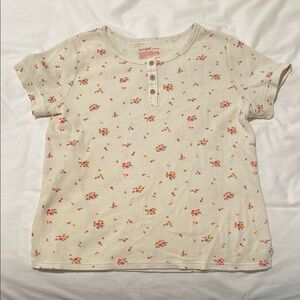 Girls' Floral Cream Top